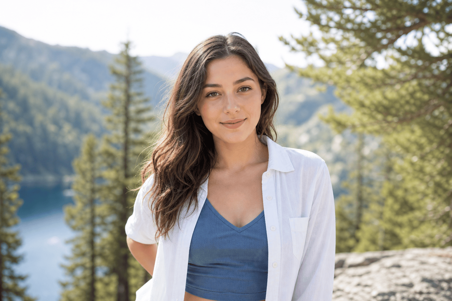 Same outdoor portrait after brightening the image online with lifted shadows and clearer midtones