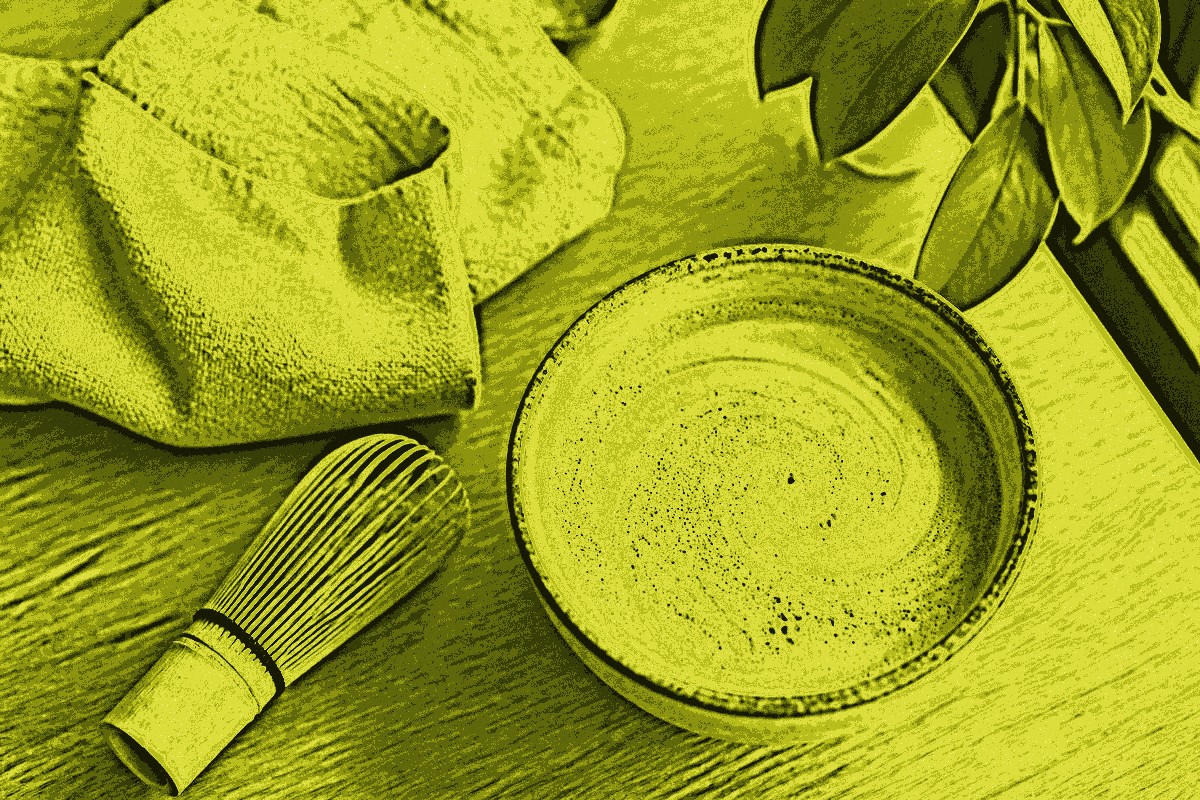 Same photo after the Trend matcha filter with molten chartreuse highlights and deep olive shadows